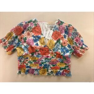 NWT Adelyn Rae XL Floral Blouse Shirt Multicolored With Zipper In Back